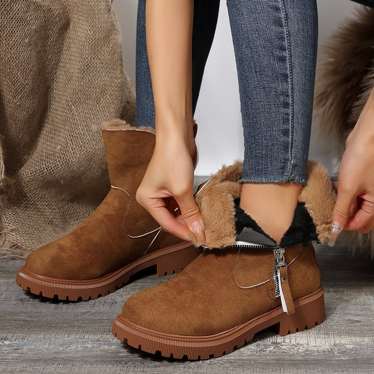Gefütterte Damen-Martinsstiefel mit Reißverschluss