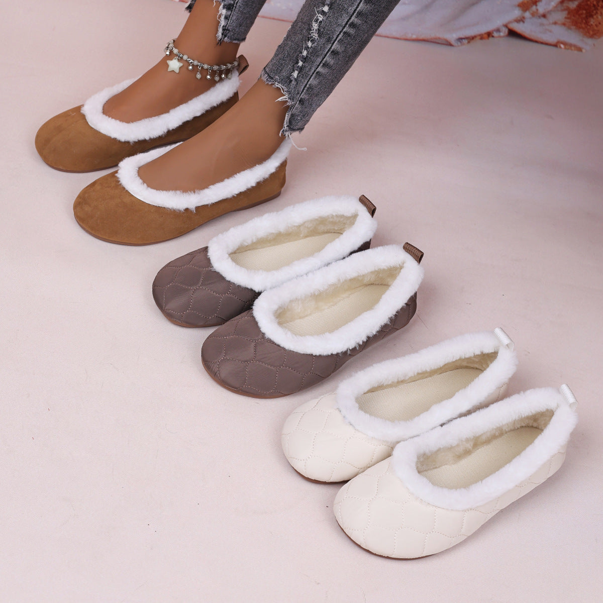🔥Letzter Tag der Aktion 50% RABATT – Damenmode Weiche Mary Jane Plüsch-Ballerinas