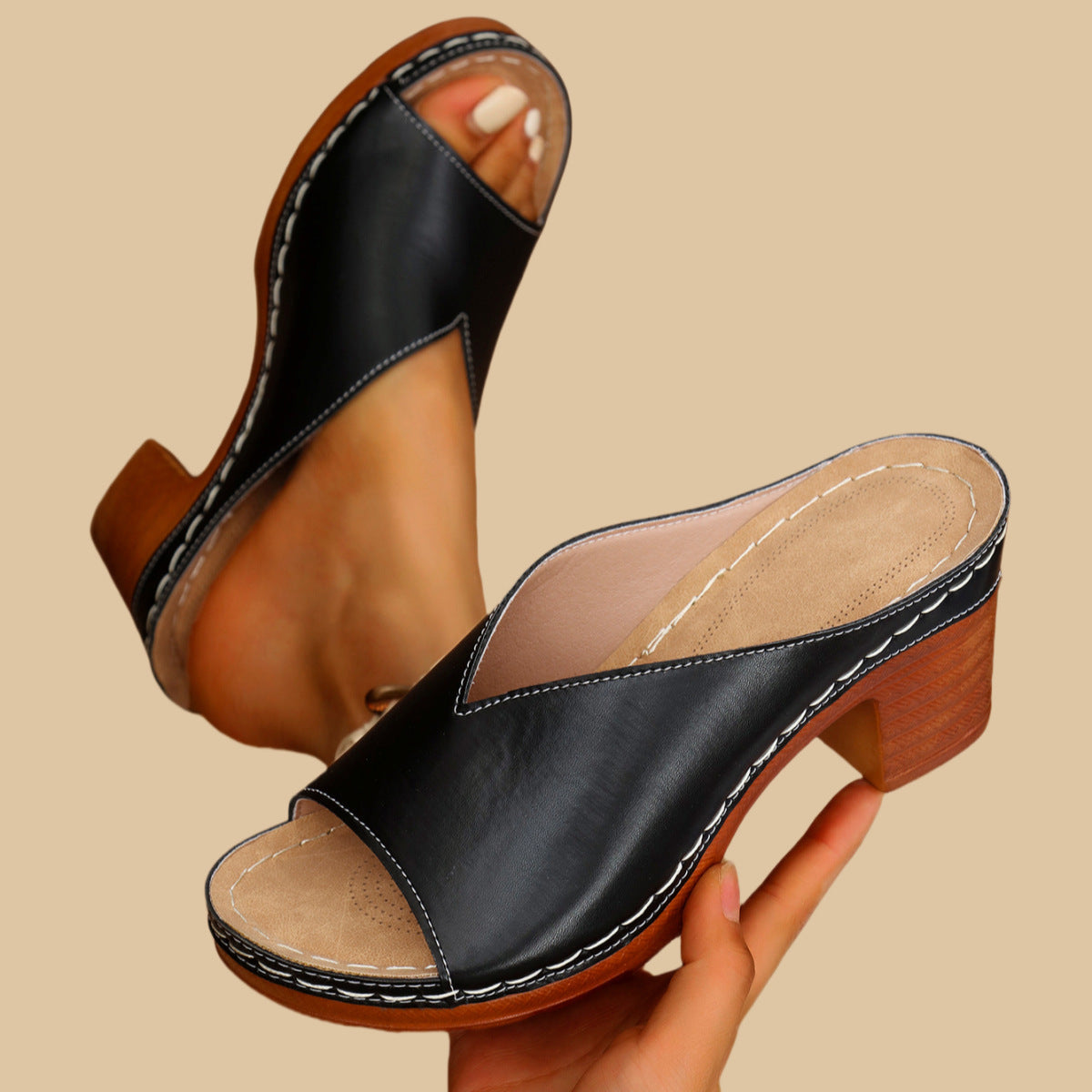 NEUHEIT 70 % RABATT – Orthopädische Chunky High Heel Sandalen