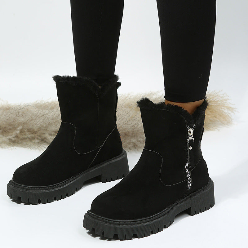 Gefütterte Damen-Martinsstiefel mit Reißverschluss
