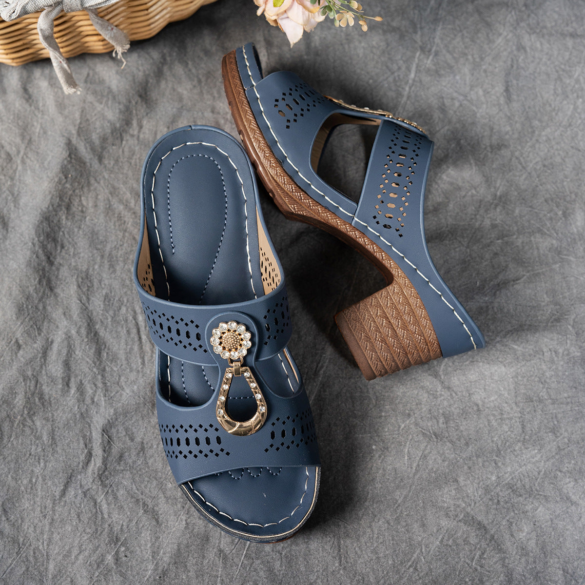 Orthopädische Strass-Absatzsandalen