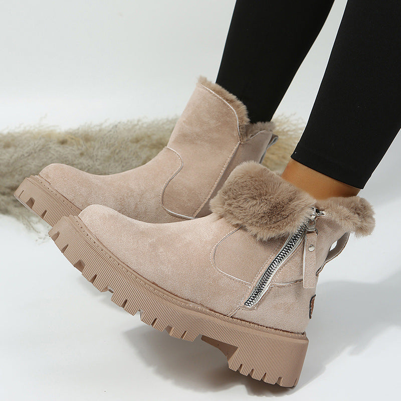 Gefütterte Damen-Martinsstiefel mit Reißverschluss