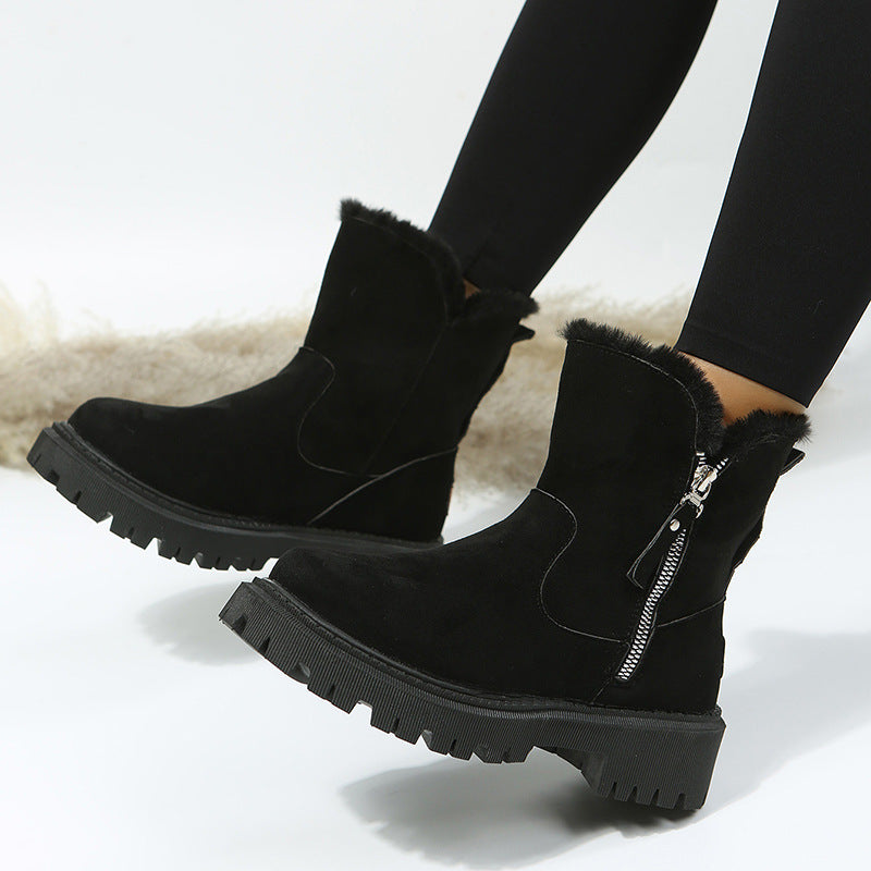 Gefütterte Damen-Martinsstiefel mit Reißverschluss