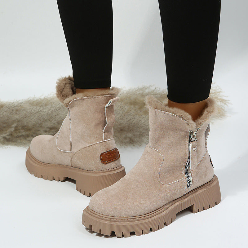 Gefütterte Damen-Martinsstiefel mit Reißverschluss