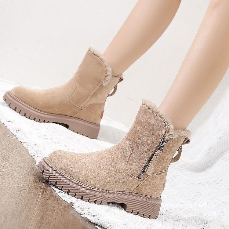 Gefütterte Damen-Martinsstiefel mit Reißverschluss