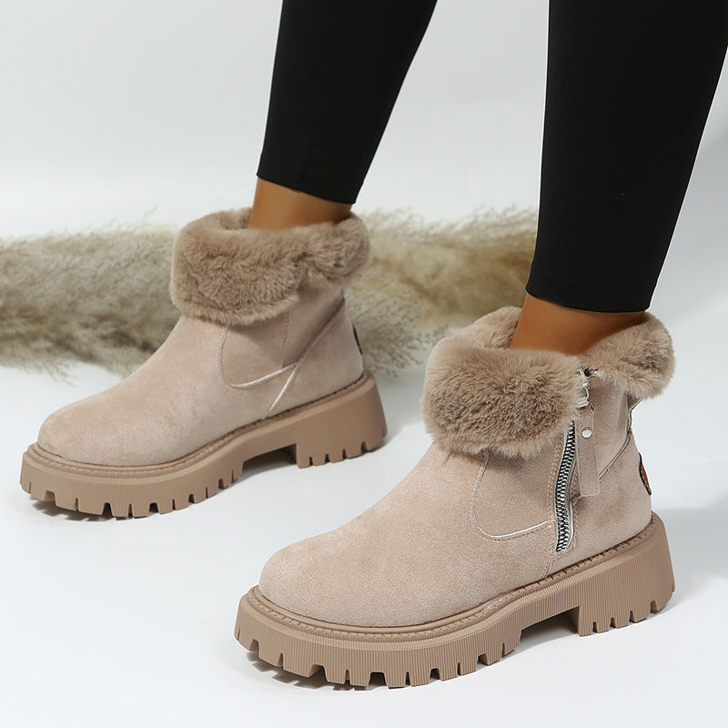 Gefütterte Damen-Martinsstiefel mit Reißverschluss