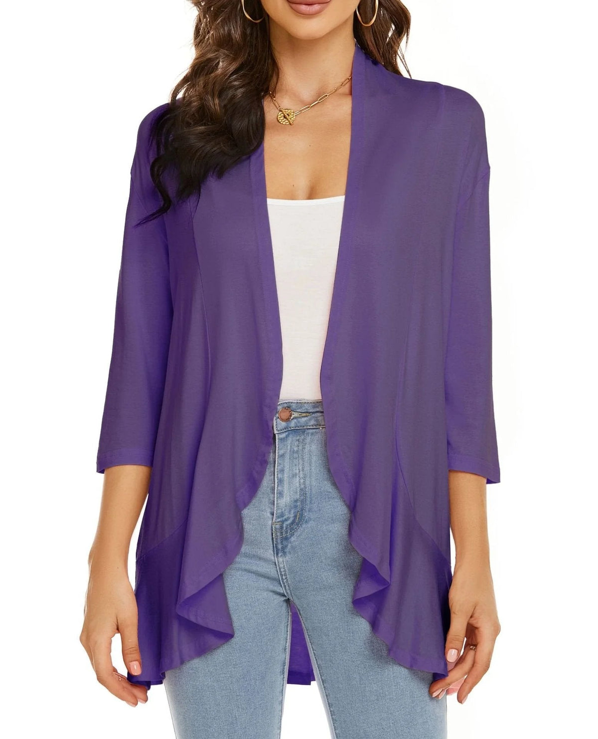 ✨Top-3 Sale Cardigan 2025✨|Women Fall/Winter Lightweight Open Front Casual Ruffle Cardigan