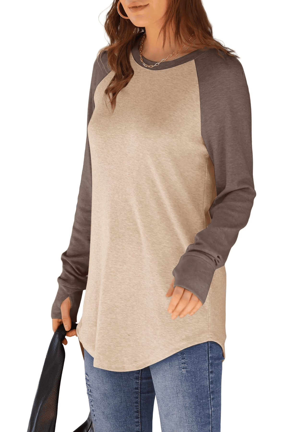 ✨Letzter Tag 69% RABATT✨Damen Langarmshirts mit Daumenloch, Tunika-Oberteile zum Tragen mit Leggings