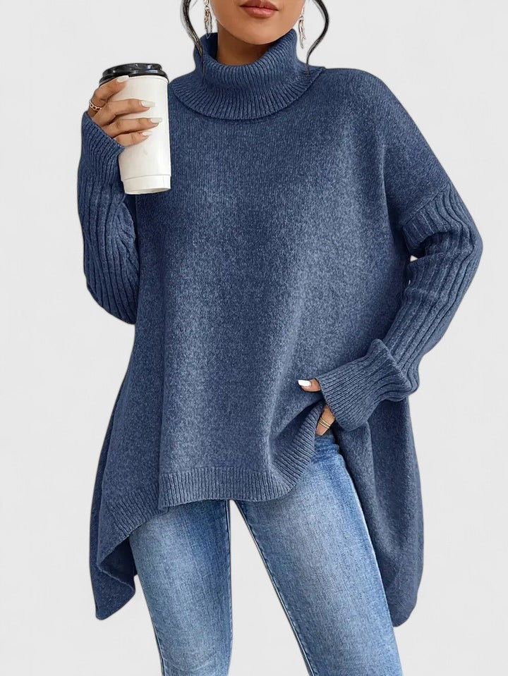Lässiger Grobstrickpullover mit Rollkragen und überschnittenen Schultern