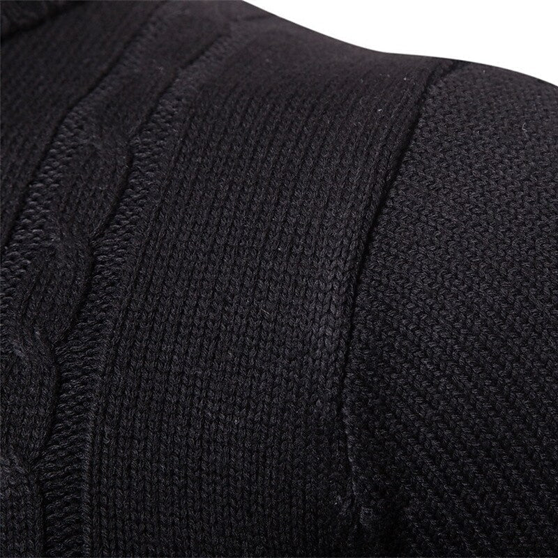 Herren Rollkragenpullover Zopfmuster Basic Strickpullover