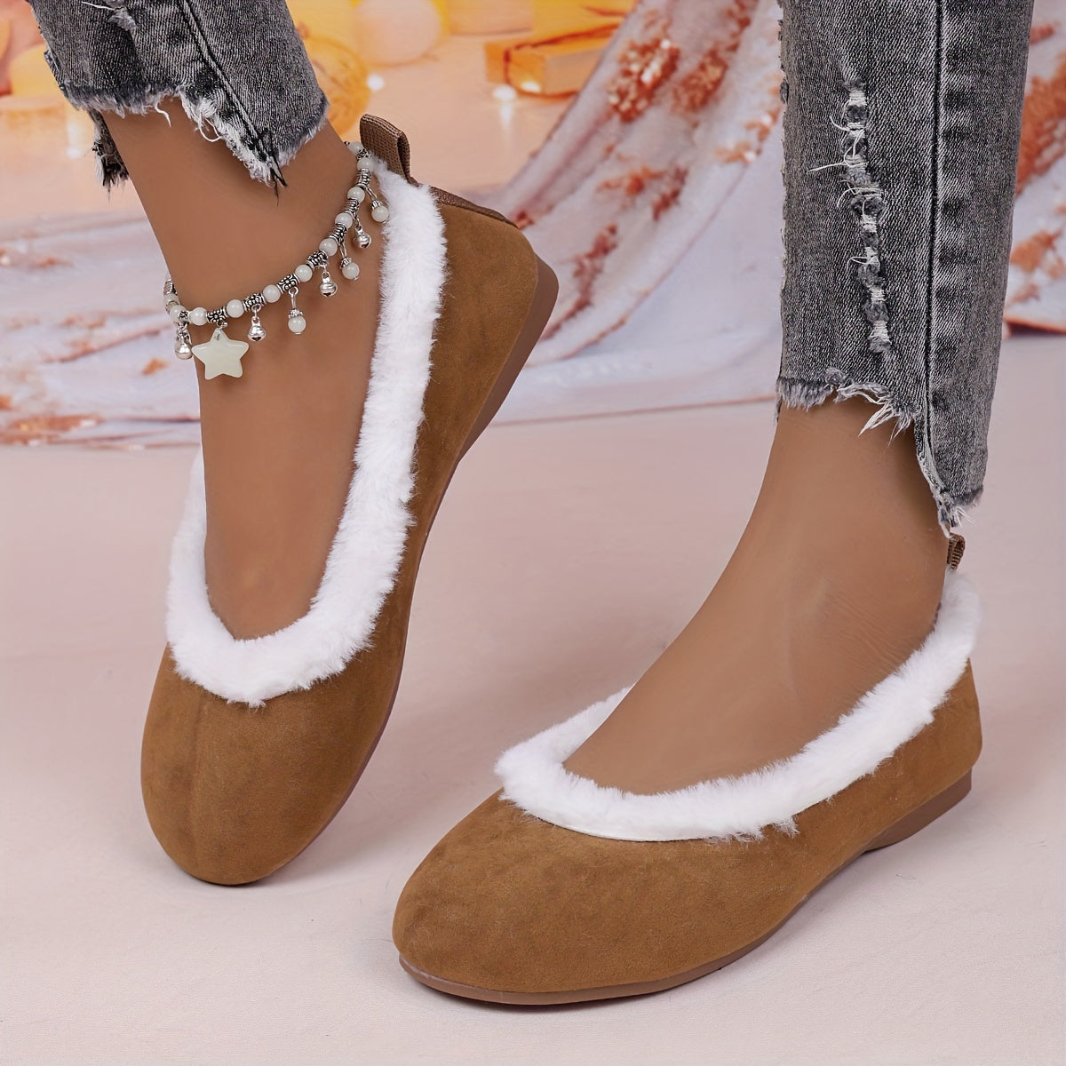🔥Letzter Tag der Aktion 50% RABATT – Damenmode Weiche Mary Jane Plüsch-Ballerinas