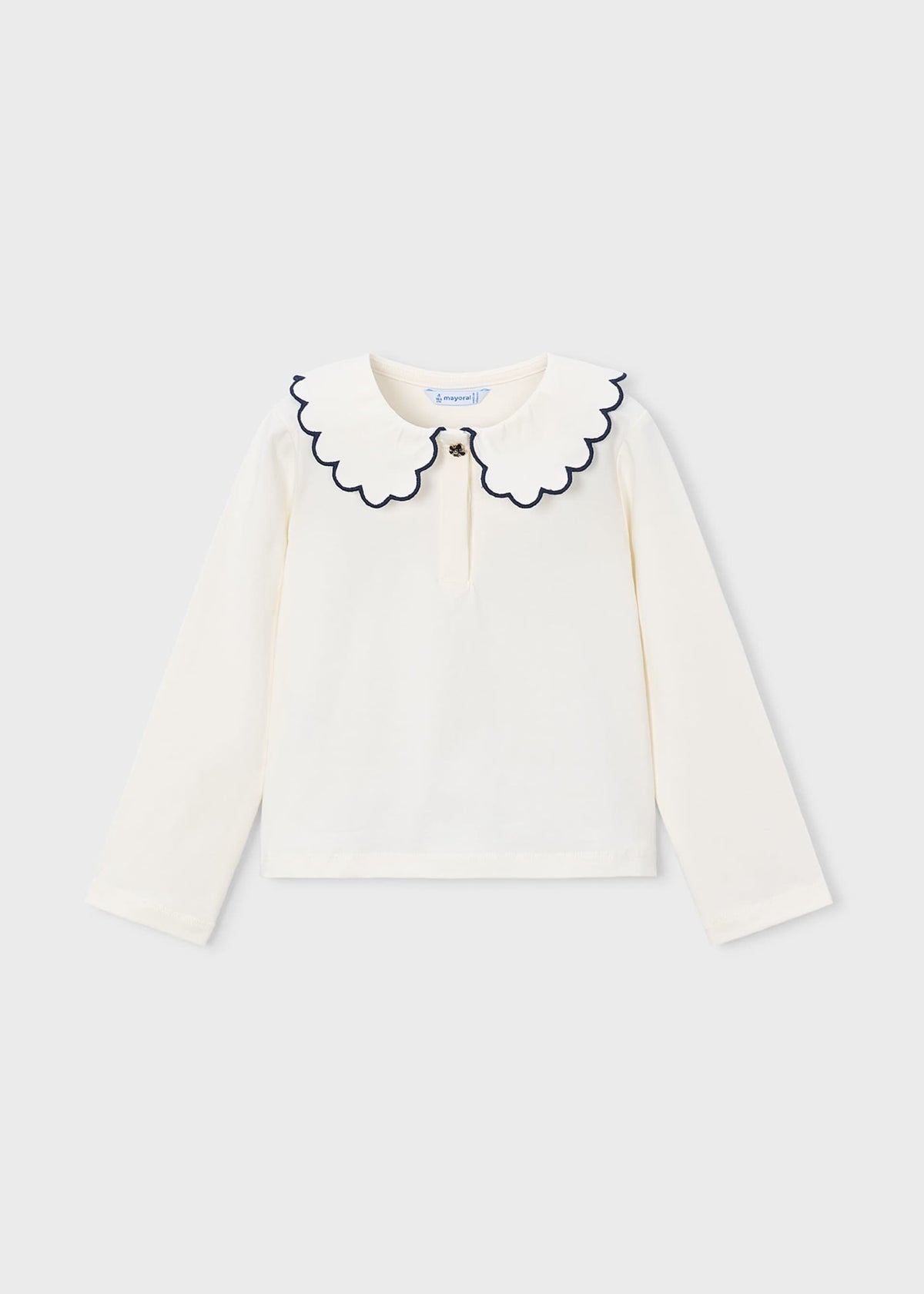 Basic girls' polo shirt with a Peter Pan collar
