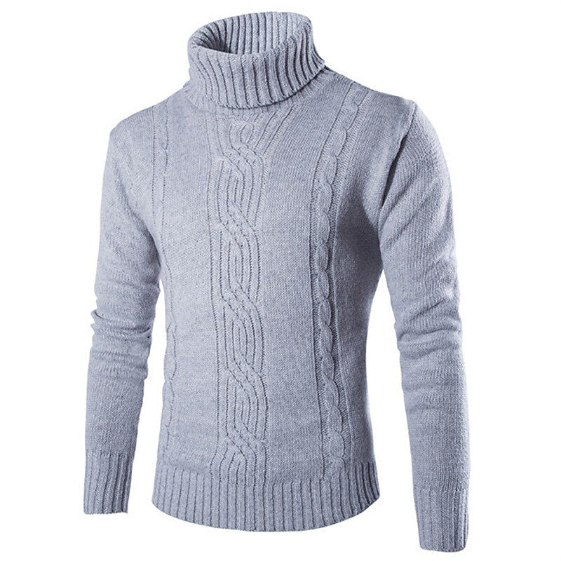 Herren Rollkragenpullover Zopfmuster Basic Strickpullover