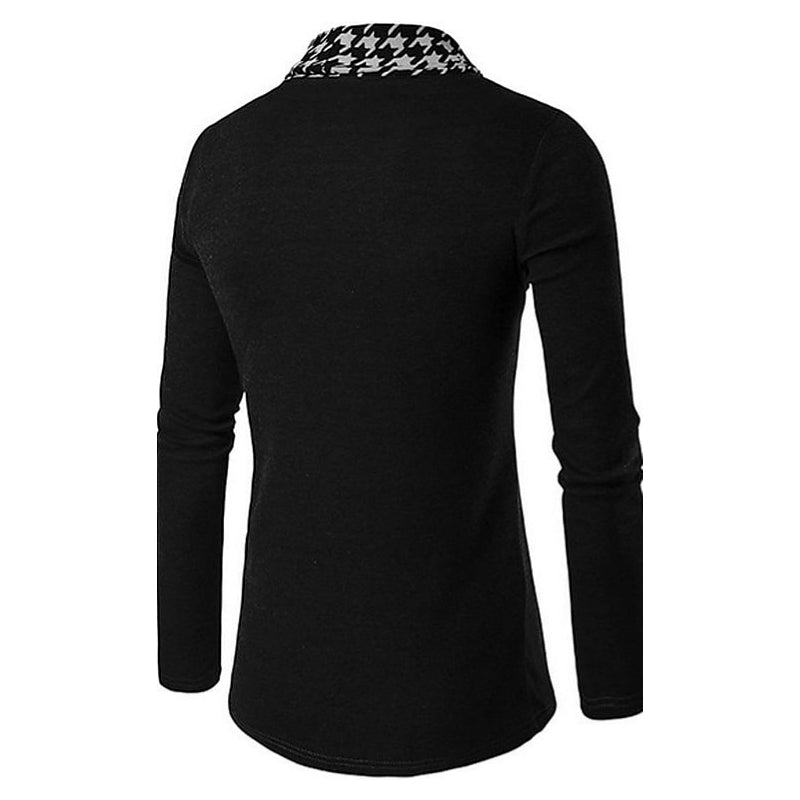 Herren Cardigan mit Hahnentrittmuster und Patchwork