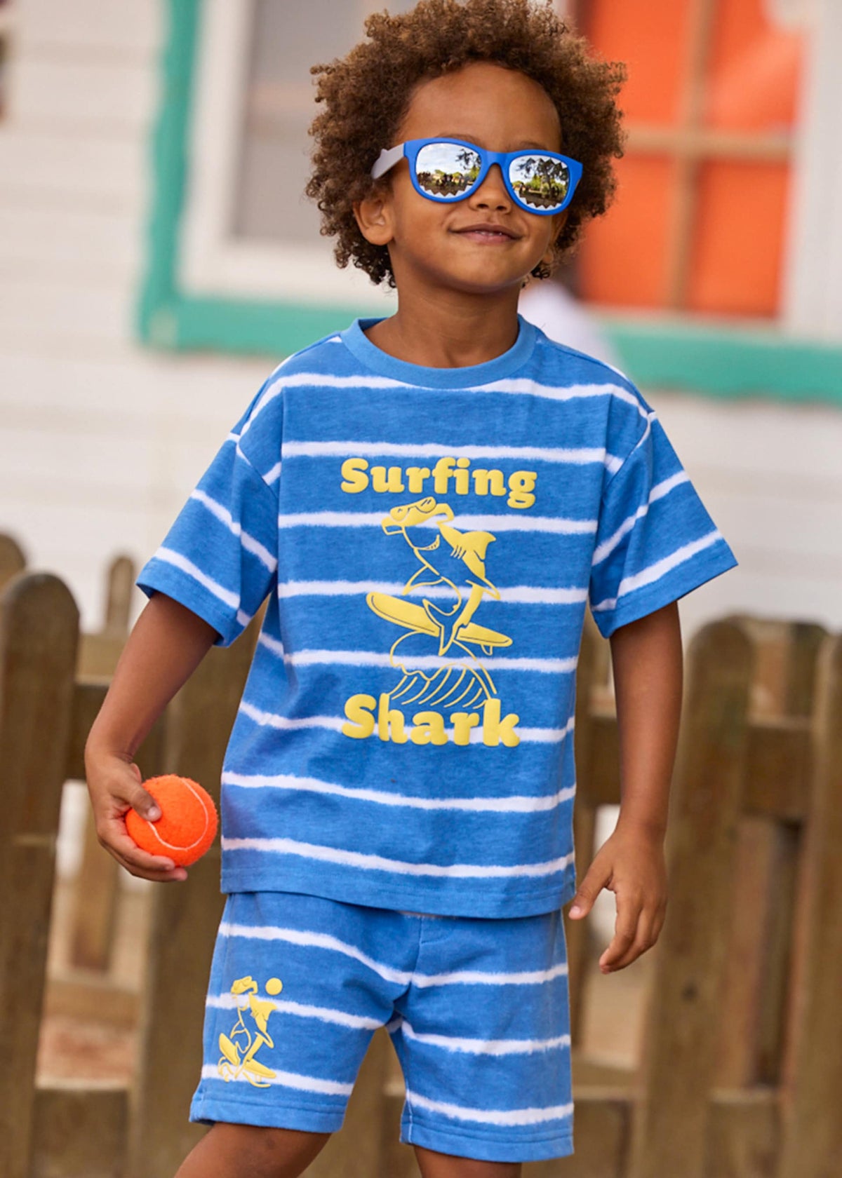 Bermuda print shorts boy with stripes