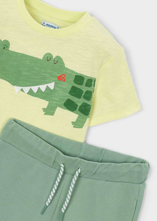 Boys' crocodile-print T-shirt and trousers set