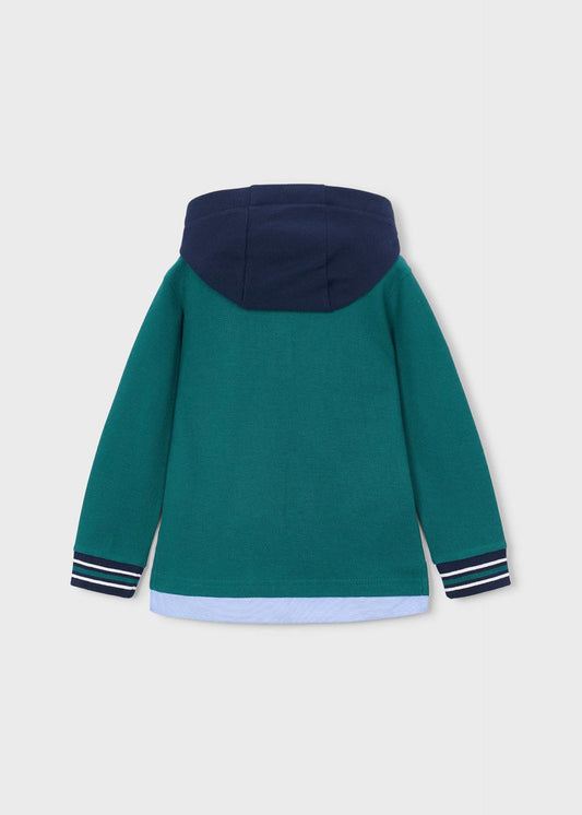 Boys' hooded polo shirt with contrasting details