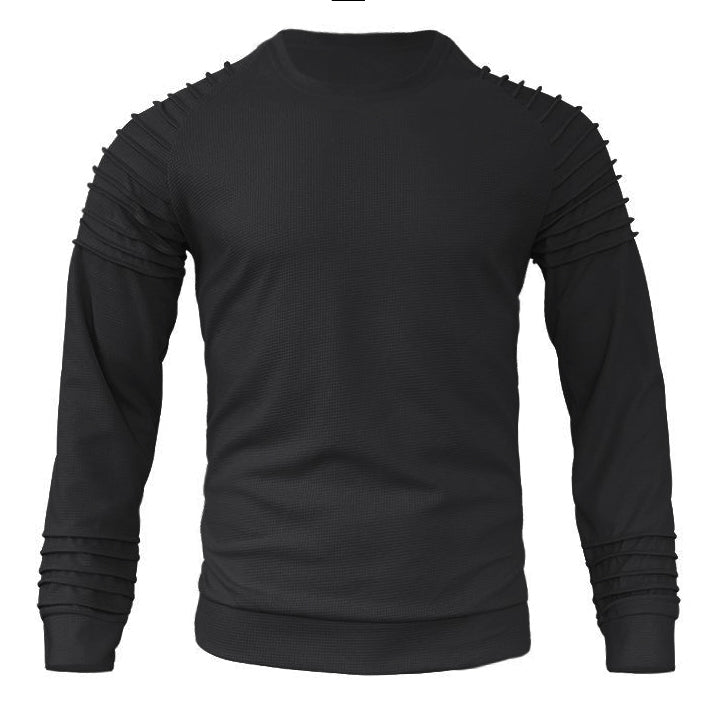 Herren-Sweatshirt mit Waffelmuster, Patchwork, Rundhalsausschnitt und Raglanärmeln