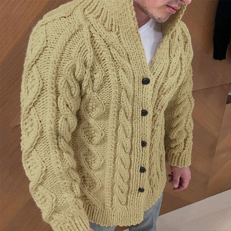 Herren-Cardigan mit Stehkragen in Unifarben