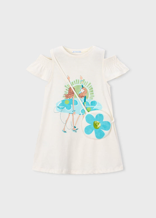Kleid mit Schlitzen und Handtasche für Mädchen