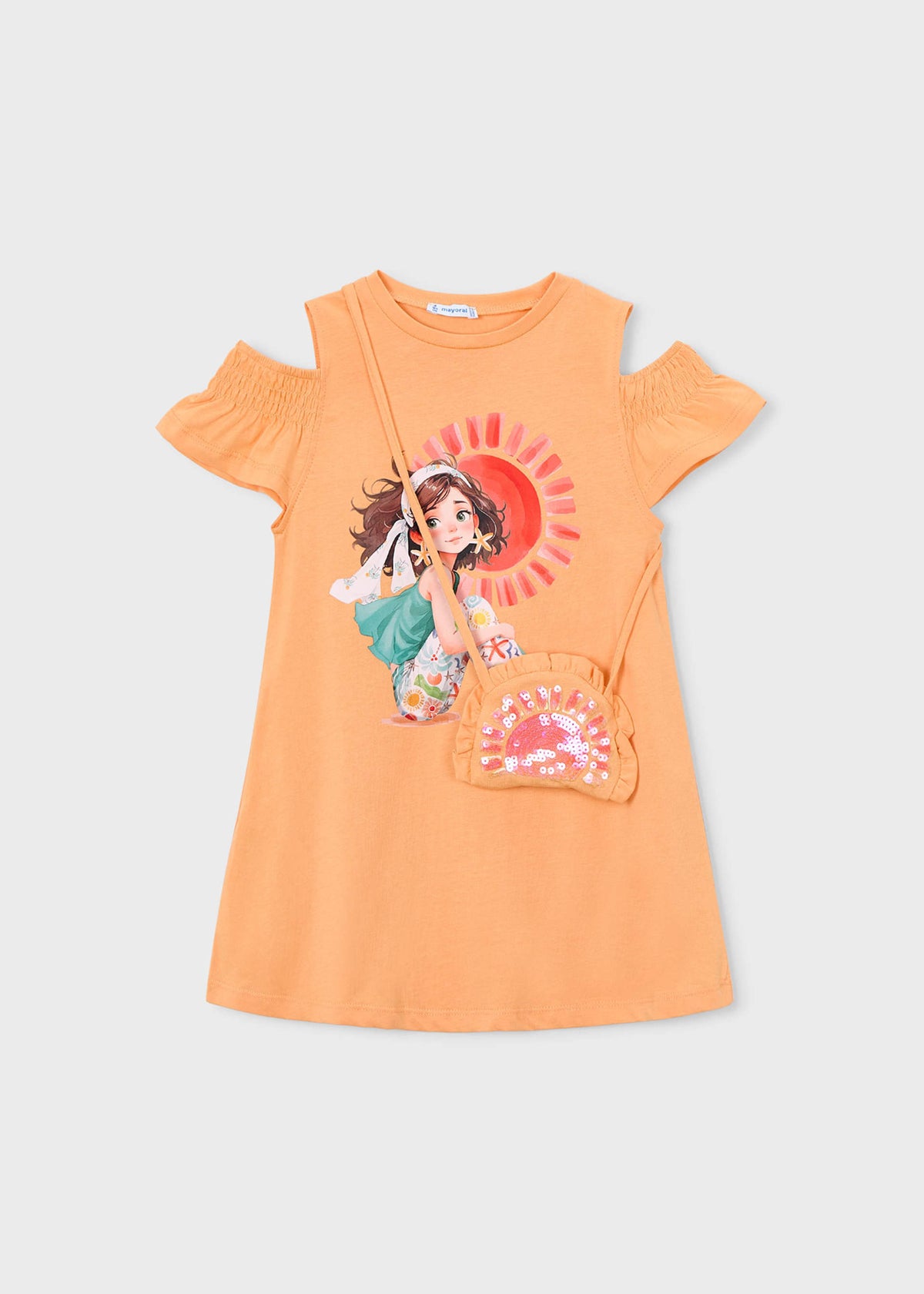 Kleid mit Schlitzen und Handtasche für Mädchen