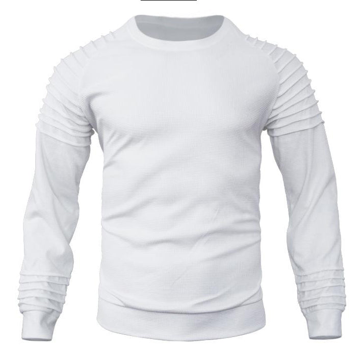 Herren-Sweatshirt mit Waffelmuster, Patchwork, Rundhalsausschnitt und Raglanärmeln