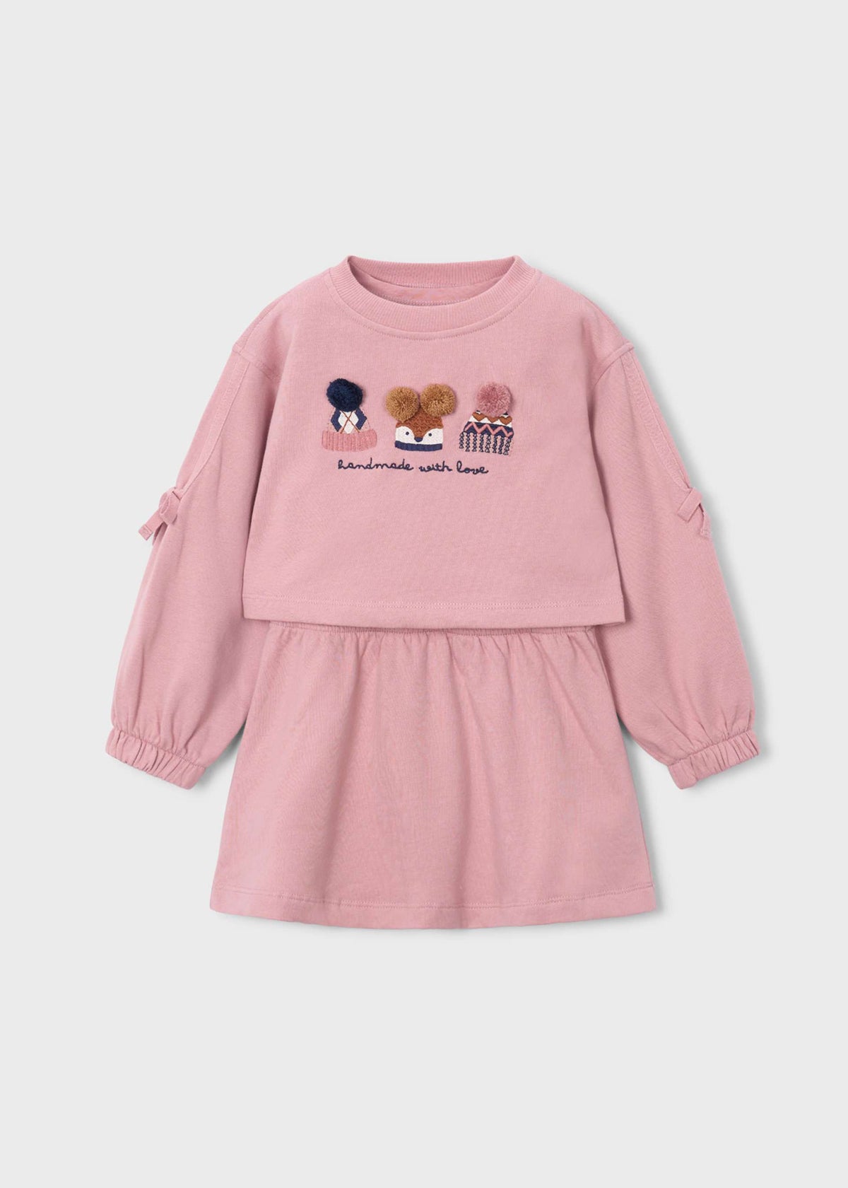Embroidered fleece dress for girls