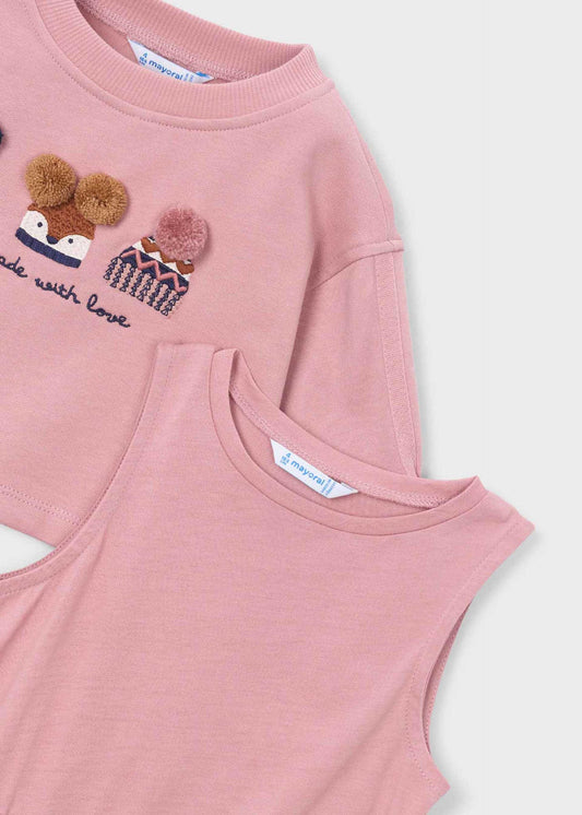 Embroidered fleece dress for girls