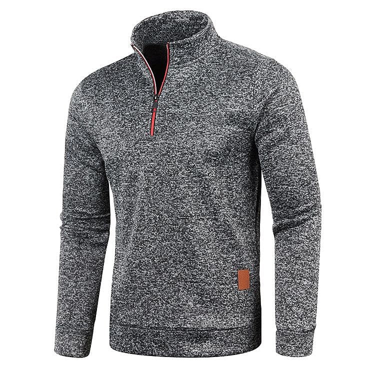 Herren Stehkragen Half Zip Langarm Dünner Fleece Pullover