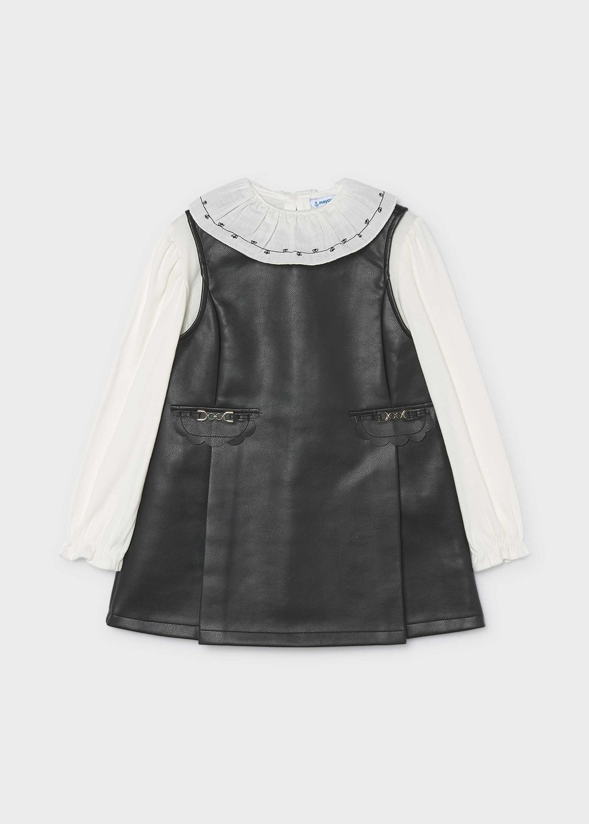 Kunstlederkleid mit Mädchenbluse