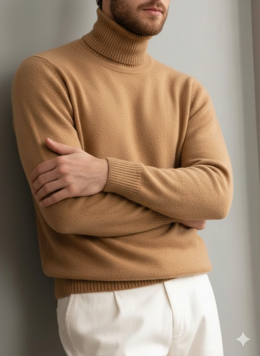 Bequemer strukturierter Rollkragenpullover aus Kaschmir für Herren