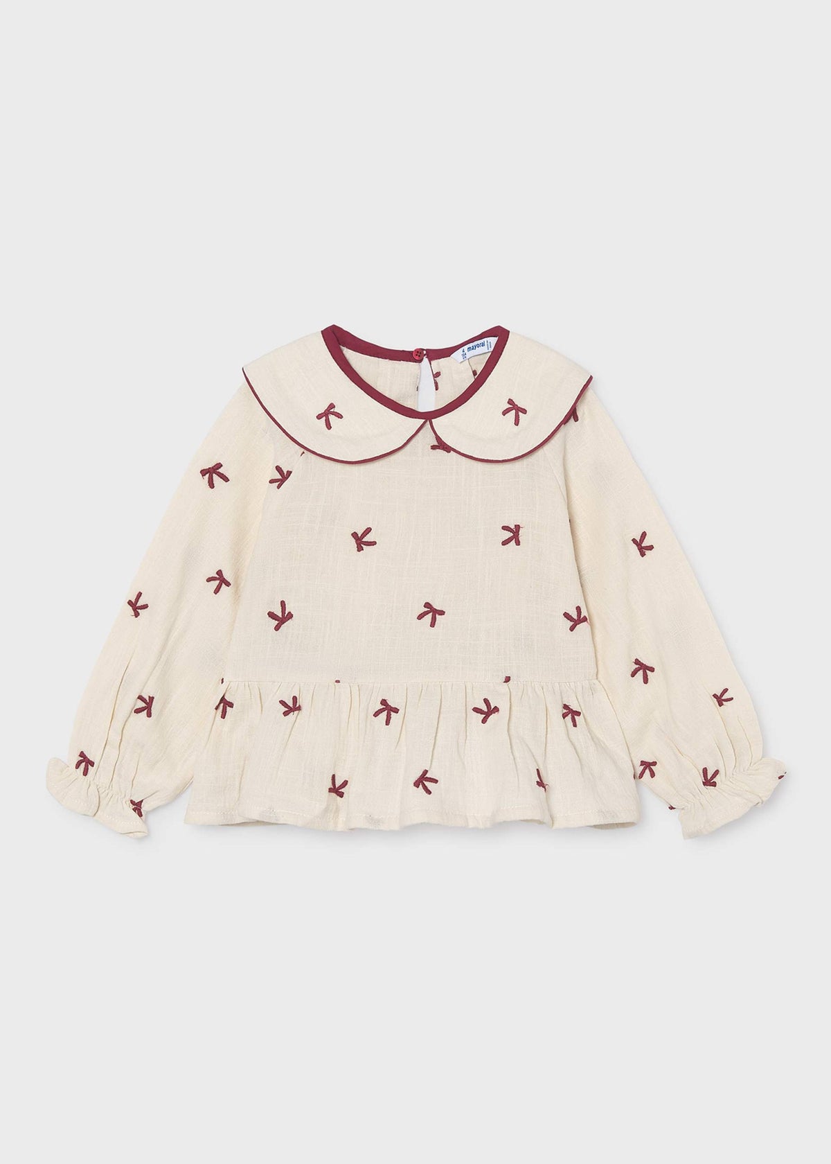 Girl embroidered bows blouse