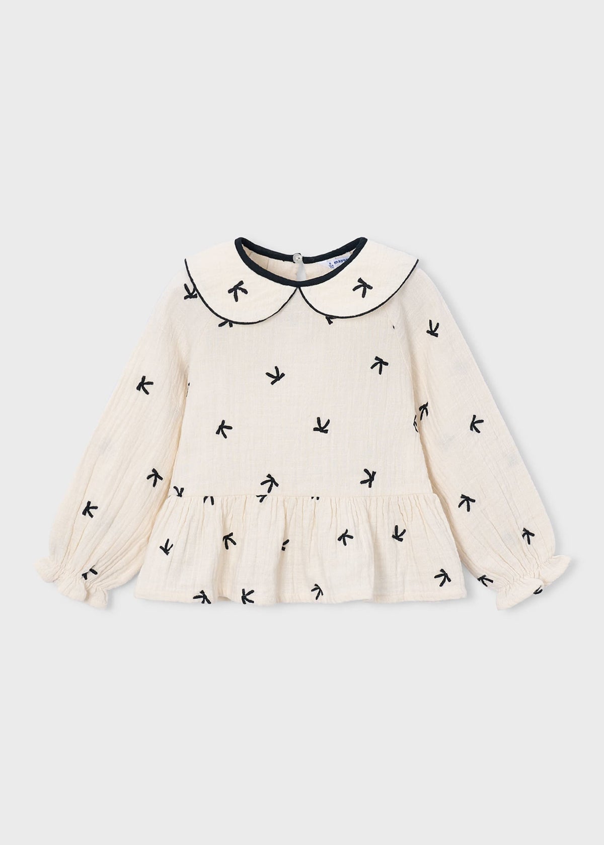 Girl embroidered bows blouse