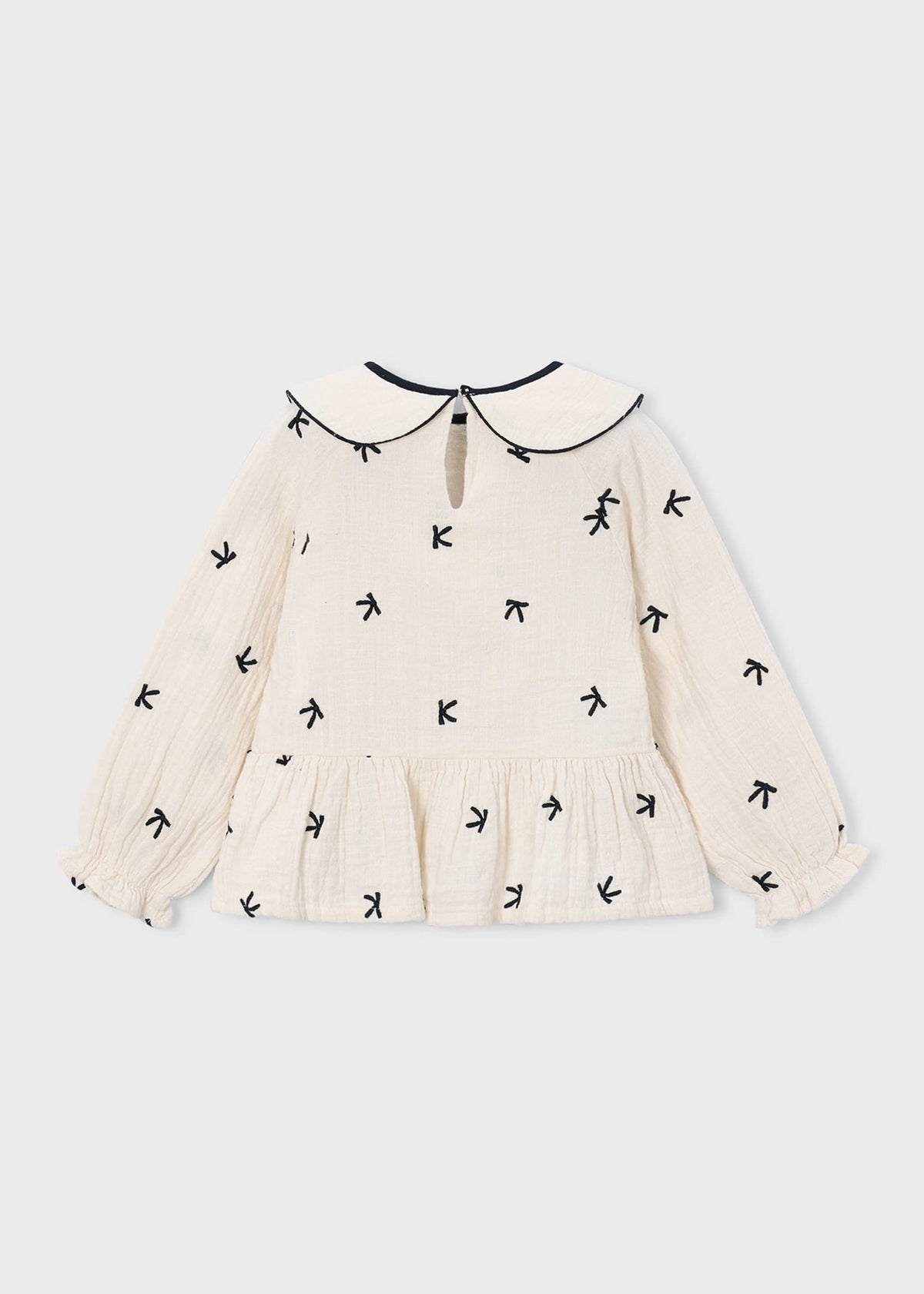 Girl embroidered bows blouse
