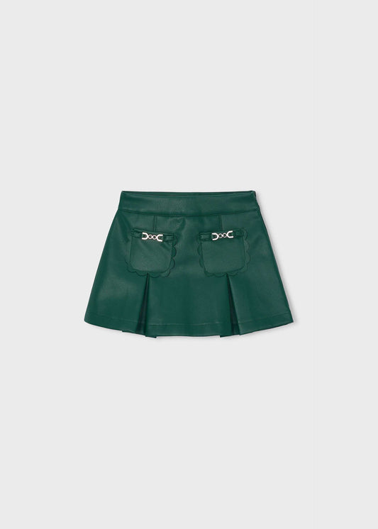 Girl faux leather skirt with pockets