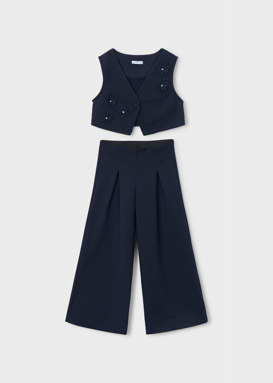 Girl flower trousers and vest set
