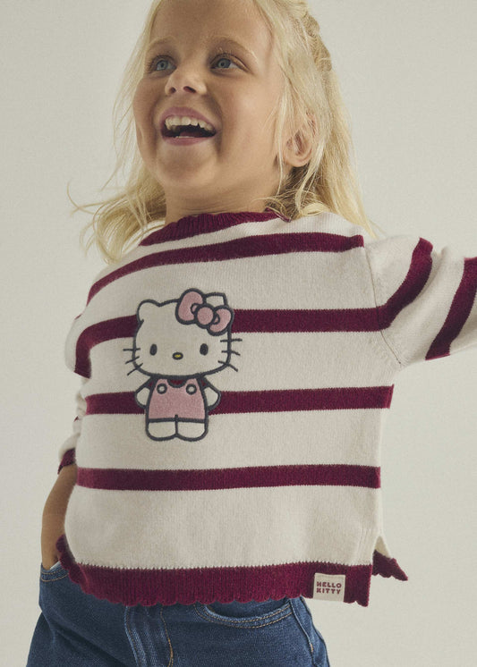 Gestreifter Hello-Kitty-Pullover für Mädchen