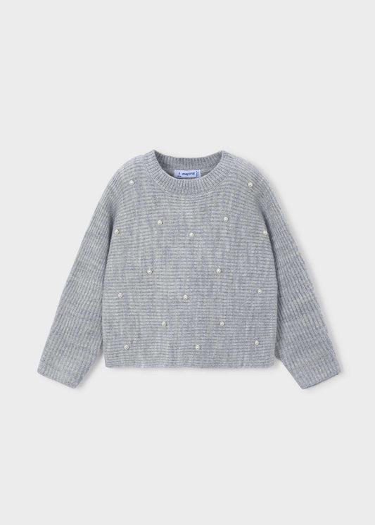 Mädchen-Pullover mit Perlenstrickmuster