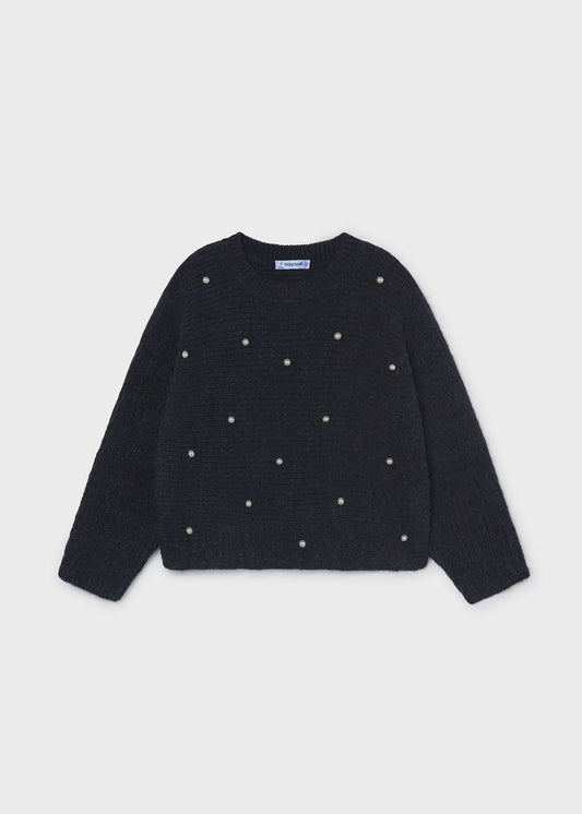 Mädchen-Strickpullover mit Perlen