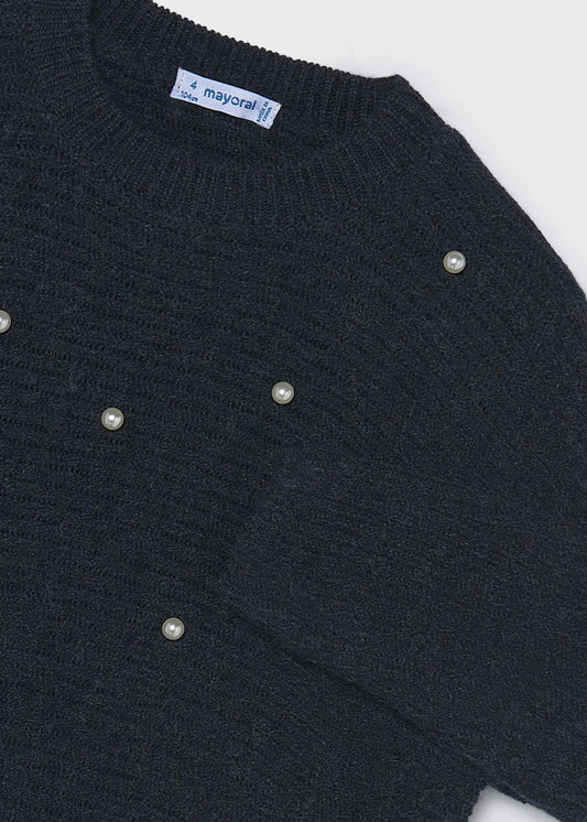 Mädchen-Strickpullover mit Perlen