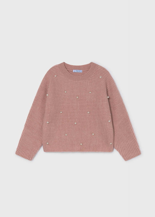 Mädchen-Strickpullover mit Perlen