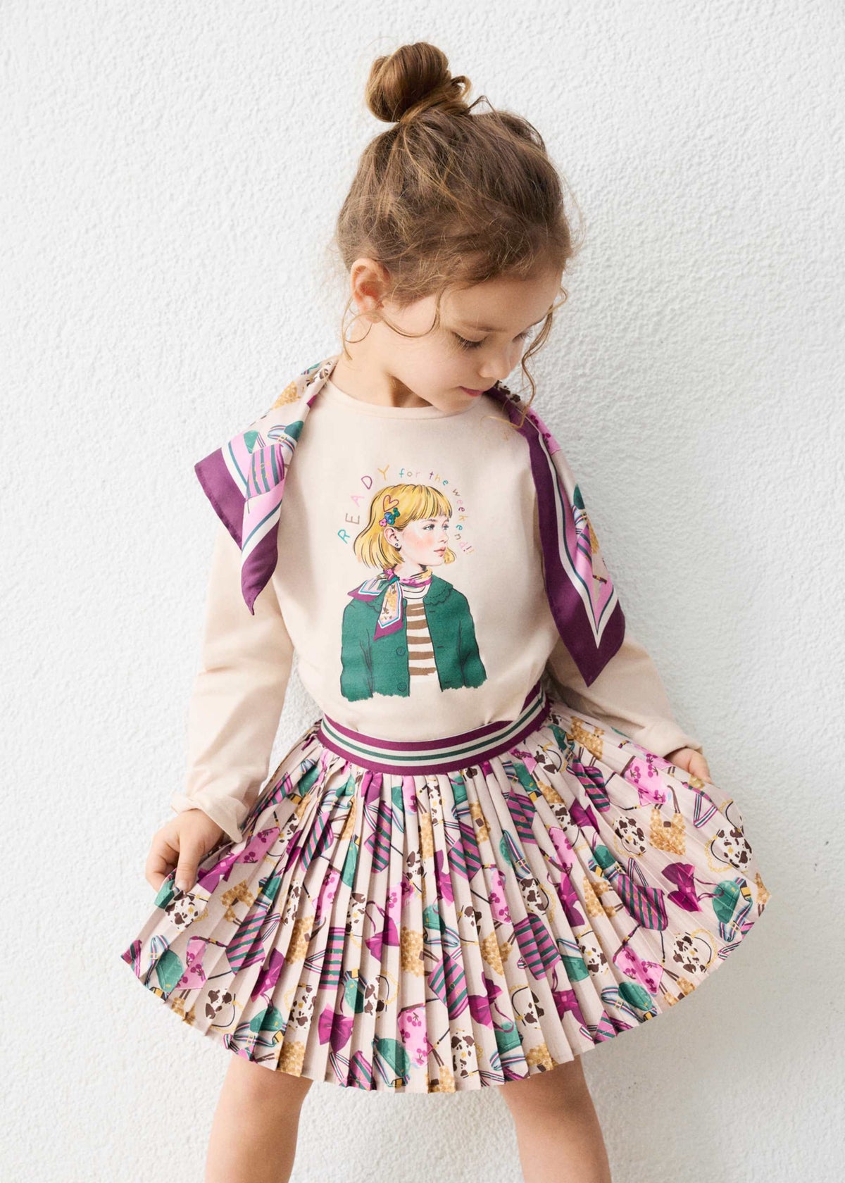 Plissee-Rock mit Print für Mädchen