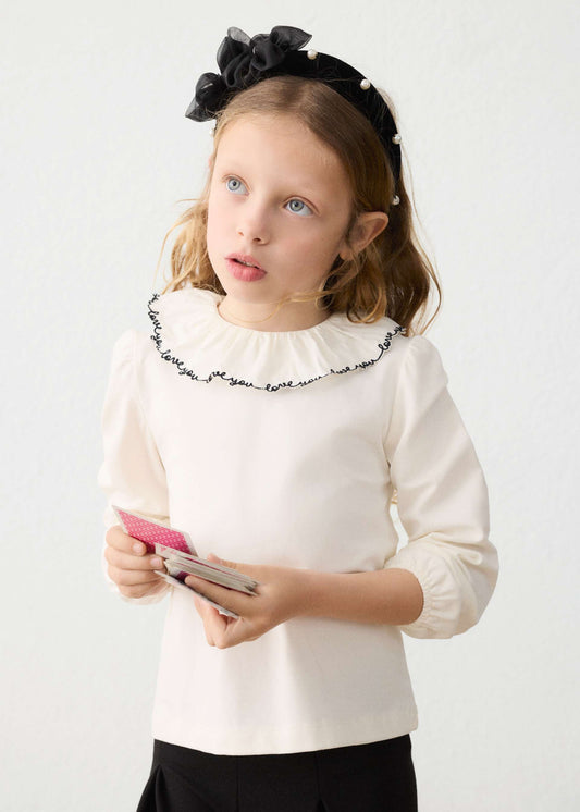 Mädchenbluse mit Rüschenkragen