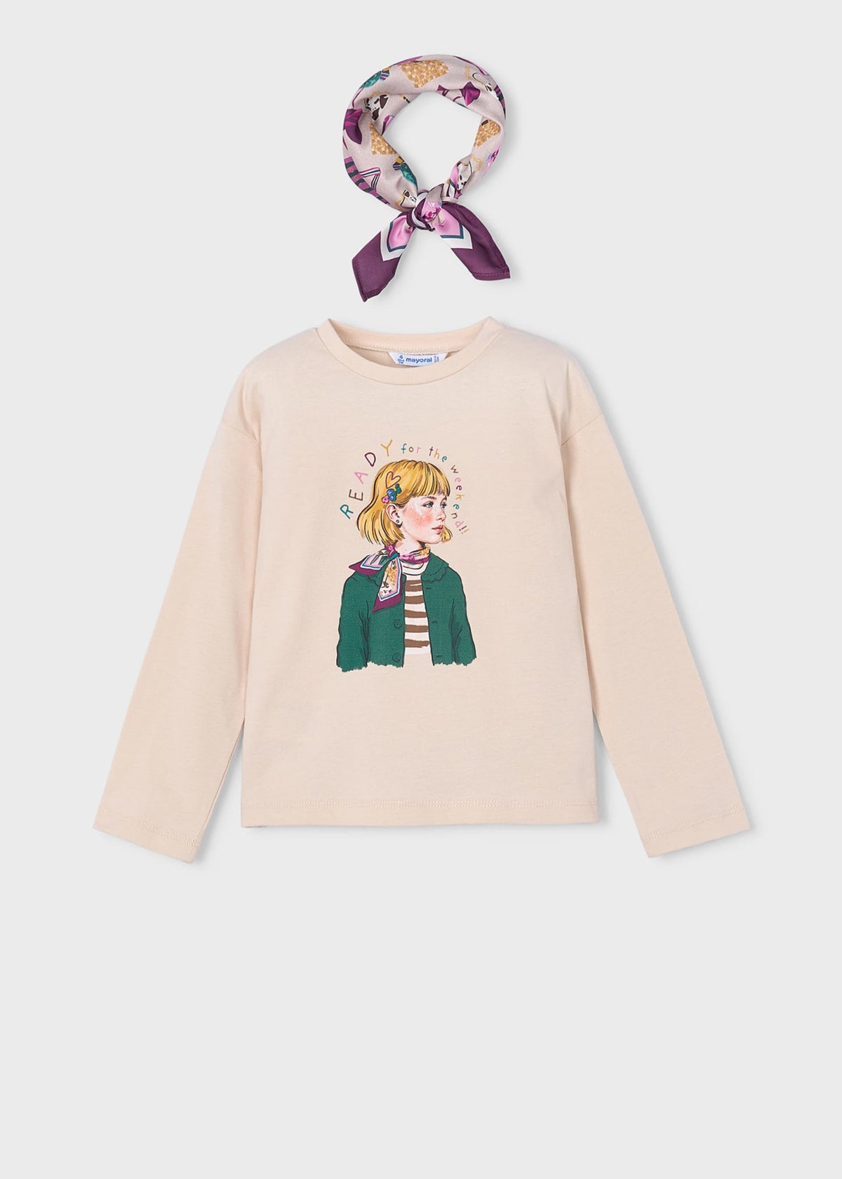 Mädchen-T-Shirt mit Schal