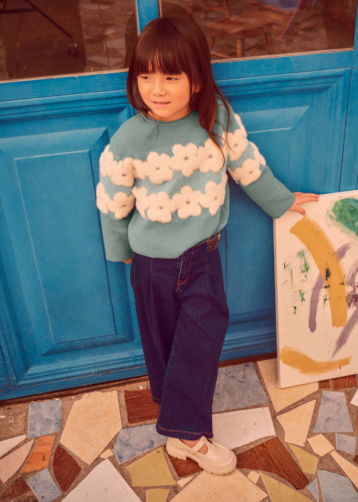 Mädchenjeans mit weitem Bein
