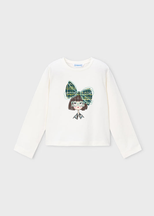 Girls' bow-tie T-shirt