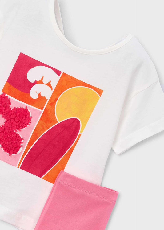 Girl's cropped leggings and T-shirt set