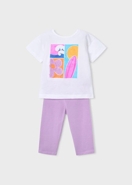 Girl's cropped leggings and T-shirt set