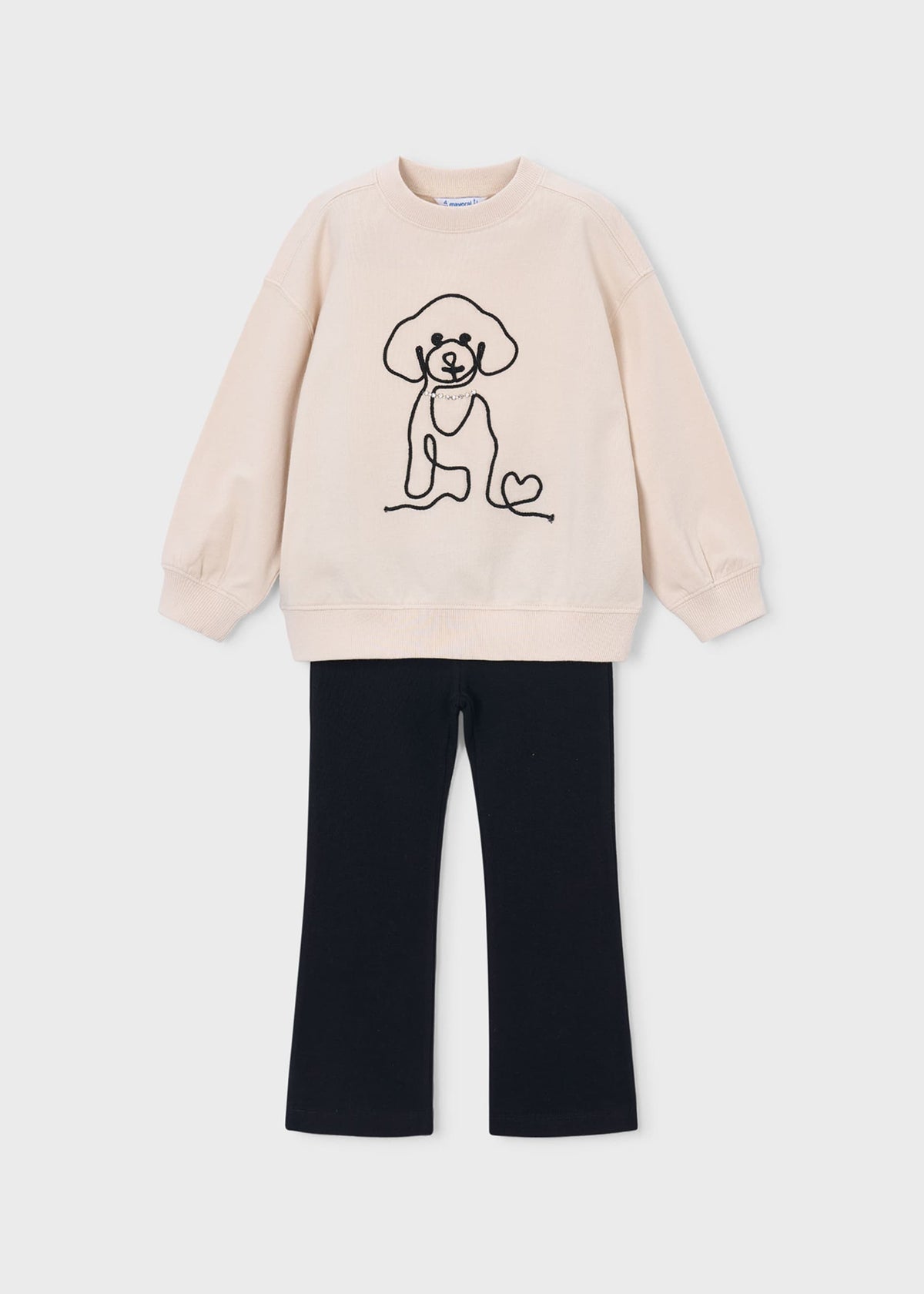 Girls' dog-themed leggings and sweatshirt set