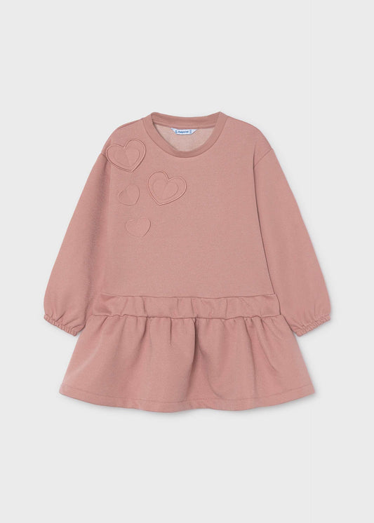 Fleecekleid mit Herzmuster für Mädchen